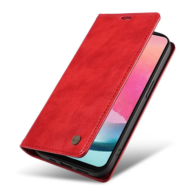 YIKATU YK-006 For Samsung Galaxy A25 5G (Global) (161.0 x 76.5 x 8.3mm) Leather Case Magnetic Folio Flip Wallet Phone Cover