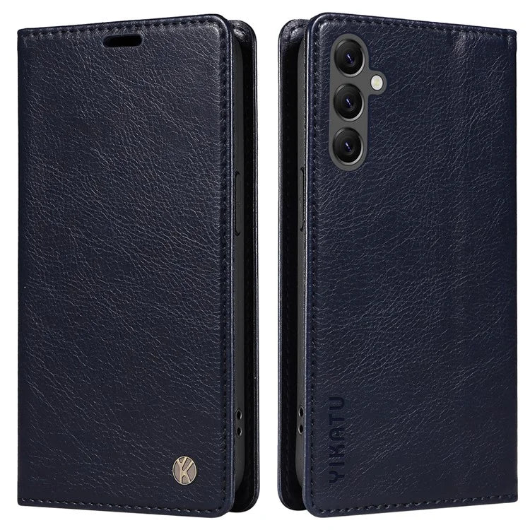YIKATU YK-006 For Samsung Galaxy A25 5G (Global) (161.0 x 76.5 x 8.3mm) Leather Case Magnetic Folio Flip Wallet Phone Cover