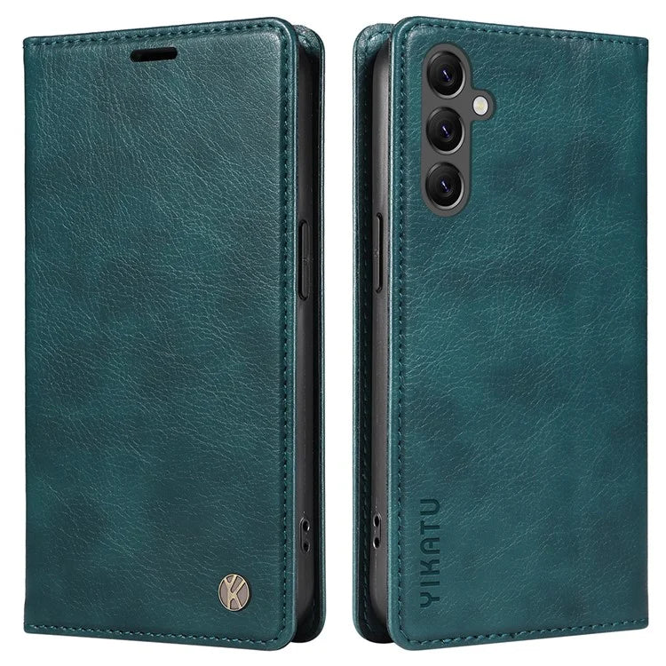 YIKATU YK-006 For Samsung Galaxy A25 5G (Global) (161.0 x 76.5 x 8.3mm) Leather Case Magnetic Folio Flip Wallet Phone Cover