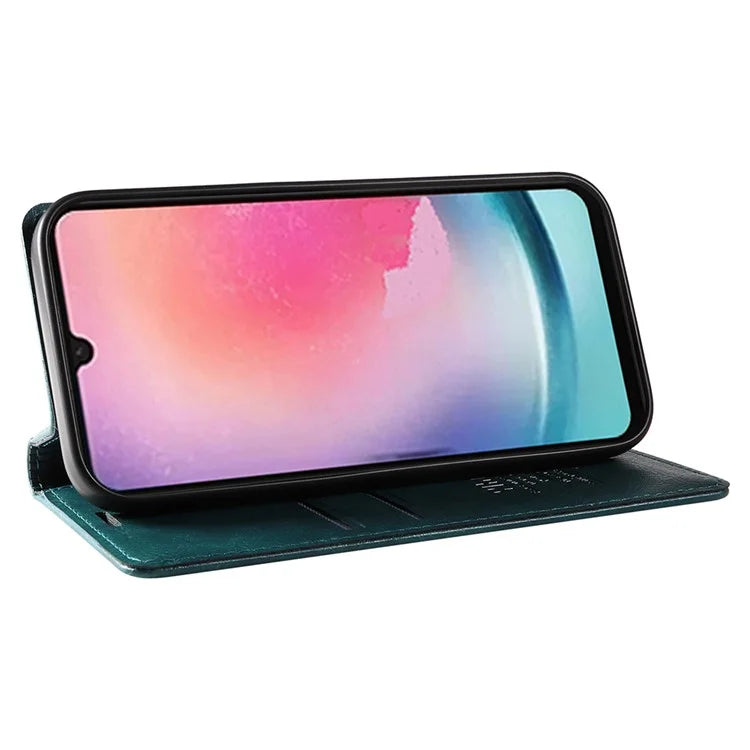 YIKATU YK-006 For Samsung Galaxy A25 5G (Global) (161.0 x 76.5 x 8.3mm) Leather Case Magnetic Folio Flip Wallet Phone Cover