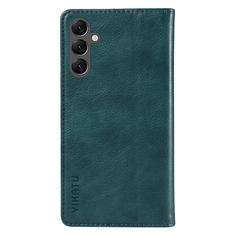 YIKATU YK-006 For Samsung Galaxy A25 5G (Global) (161.0 x 76.5 x 8.3mm) Leather Case Magnetic Folio Flip Wallet Phone Cover