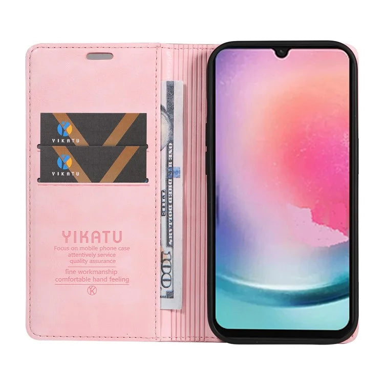 YIKATU YK-006 For Samsung Galaxy A25 5G (Global) (161.0 x 76.5 x 8.3mm) Leather Case Magnetic Folio Flip Wallet Phone Cover