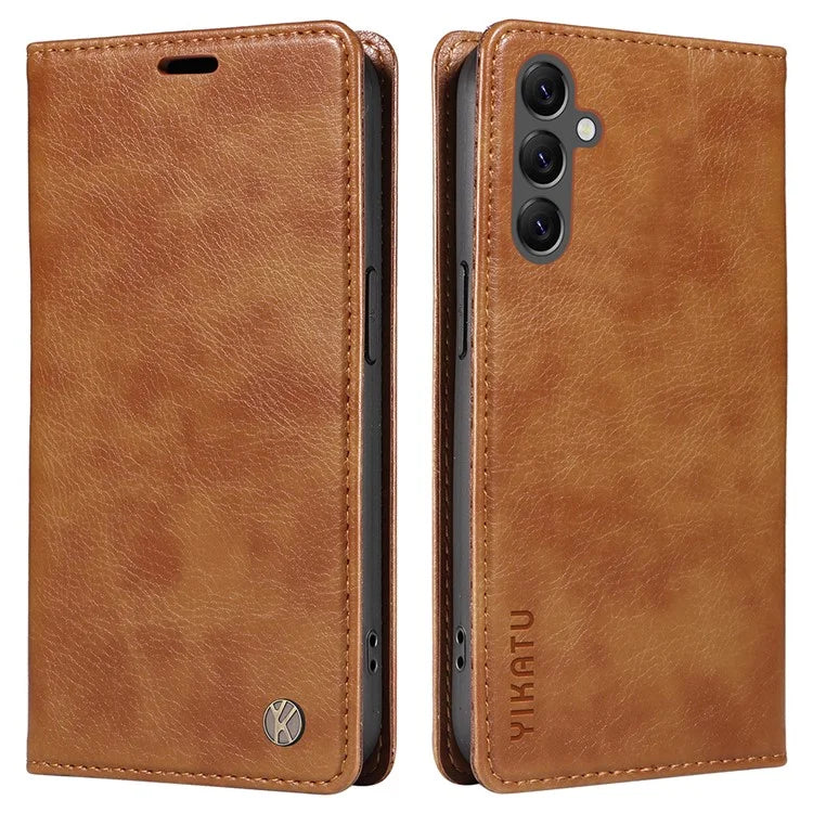 YIKATU YK-006 For Samsung Galaxy A25 5G (Global) (161.0 x 76.5 x 8.3mm) Leather Case Magnetic Folio Flip Wallet Phone Cover