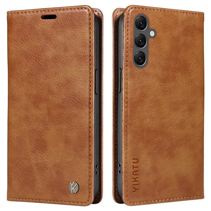 YIKATU YK-006 For Samsung Galaxy A25 5G (Global) (161.0 x 76.5 x 8.3mm) Leather Case Magnetic Folio Flip Wallet Phone Cover