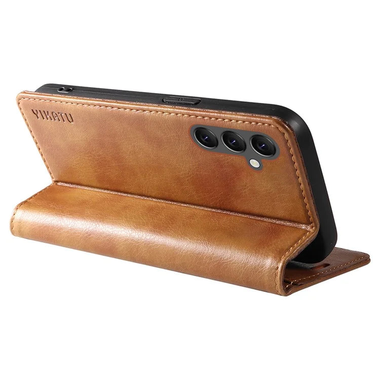 YIKATU YK-006 For Samsung Galaxy A25 5G (Global) (161.0 x 76.5 x 8.3mm) Leather Case Magnetic Folio Flip Wallet Phone Cover