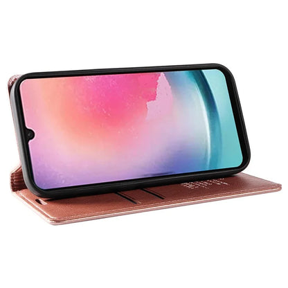 YIKATU YK-006 For Samsung Galaxy A25 5G (Global) (161.0 x 76.5 x 8.3mm) Leather Case Magnetic Folio Flip Wallet Phone Cover