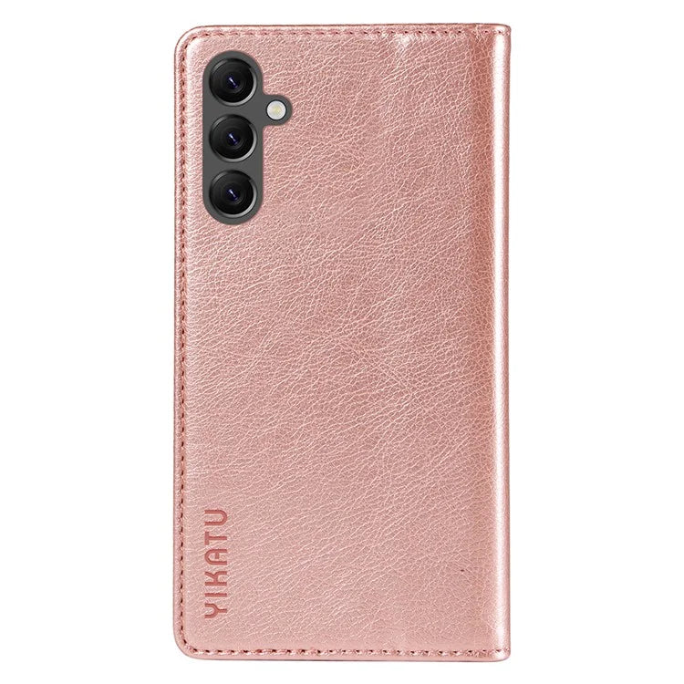 YIKATU YK-006 For Samsung Galaxy A25 5G (Global) (161.0 x 76.5 x 8.3mm) Leather Case Magnetic Folio Flip Wallet Phone Cover
