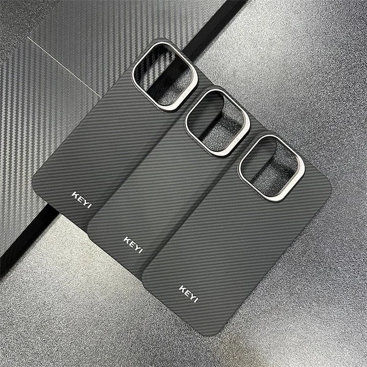 KEYI For iPhone 15 Pro Black Case 600D Fine Texture Aramid Fiber Phone Back Cover Protector