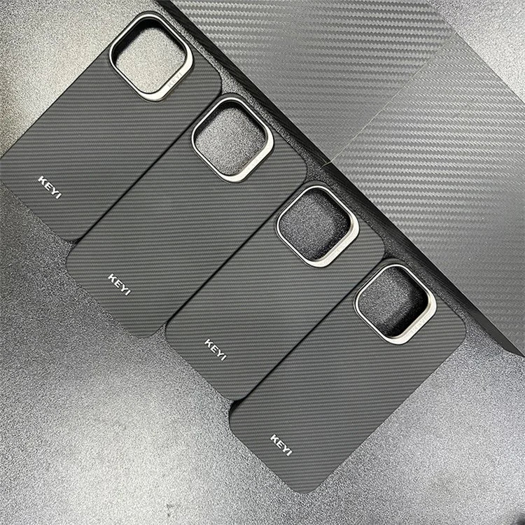 KEYI For iPhone 15 Pro Black Case 600D Fine Texture Aramid Fiber Phone Back Cover Protector