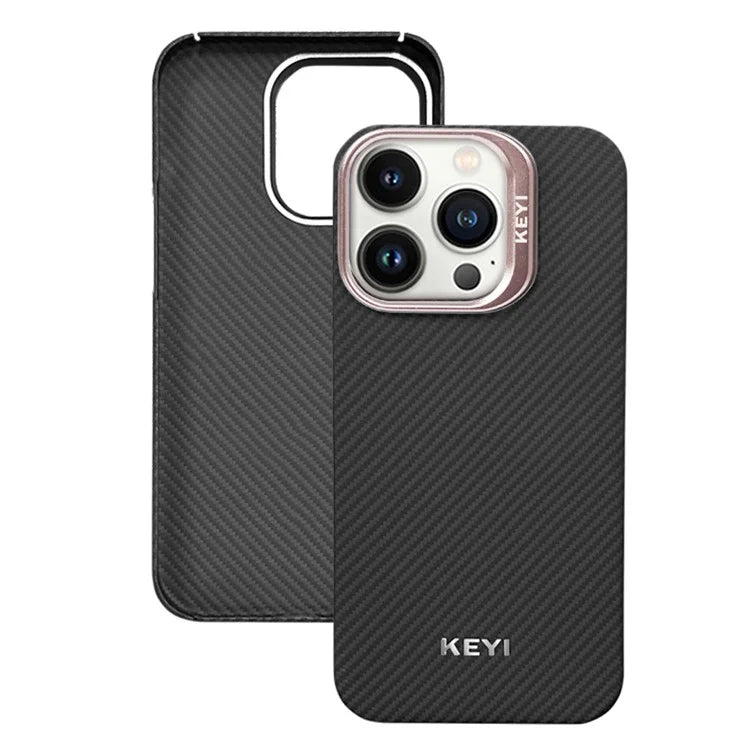 KEYI For iPhone 15 Pro Max Back Case 600D Fine Texture Aramid Fiber Mobile Cover Protector