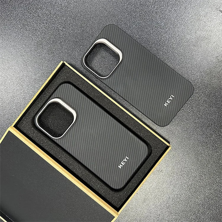 KEYI For iPhone 15 Pro Max Back Case 600D Fine Texture Aramid Fiber Mobile Cover Protector