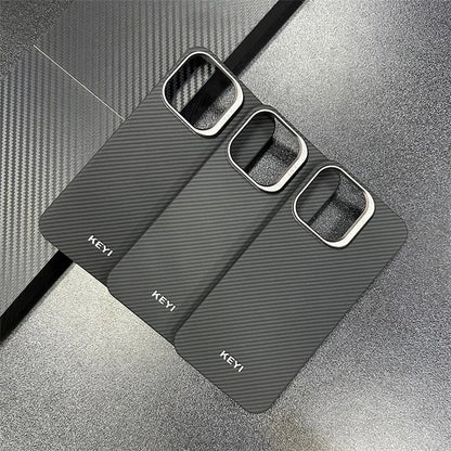 KEYI For iPhone 15 Pro Max Back Case 600D Fine Texture Aramid Fiber Mobile Cover Protector