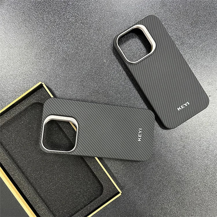 KEYI For iPhone 15 Pro Max Back Case 600D Fine Texture Aramid Fiber Mobile Cover Protector