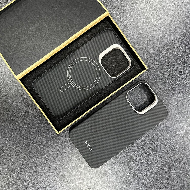 KEYI For iPhone 15 Pro Max Back Case 600D Fine Texture Aramid Fiber Mobile Cover Protector