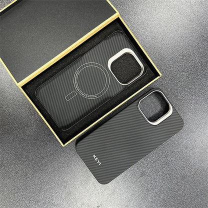 KEYI For iPhone 15 Pro Max Back Case 600D Fine Texture Aramid Fiber Mobile Cover Protector