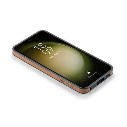 DG.MING For Samsung Galaxy S24 Case Anti-drop PU Leather Coating Phone Back Cover