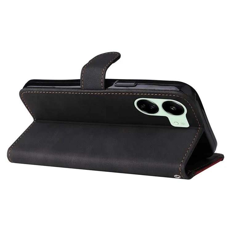 For Xiaomi Redmi 13C 4G / Poco C65 4G Phone Case PU Leather Three-color Splicing Flip Cover