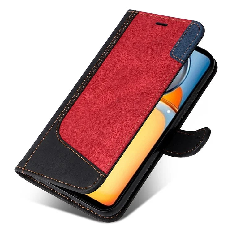 For Xiaomi Redmi 13C 4G / Poco C65 4G Phone Case PU Leather Three-color Splicing Flip Cover