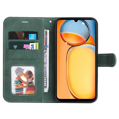 For Xiaomi Redmi 13C 4G / Poco C65 4G Phone Case PU Leather Three-color Splicing Flip Cover