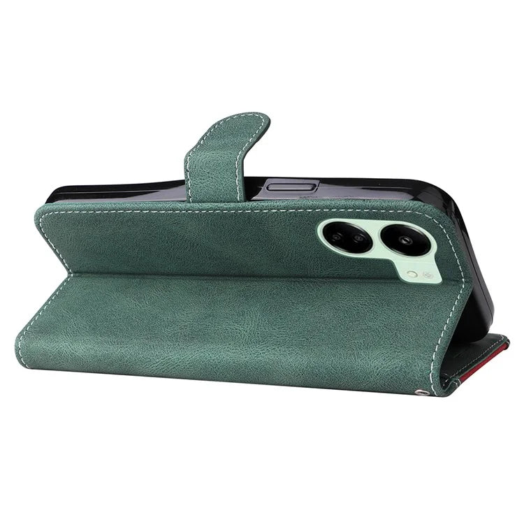 For Xiaomi Redmi 13C 4G / Poco C65 4G Phone Case PU Leather Three-color Splicing Flip Cover