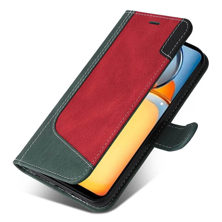 For Xiaomi Redmi 13C 4G / Poco C65 4G Phone Case PU Leather Three-color Splicing Flip Cover