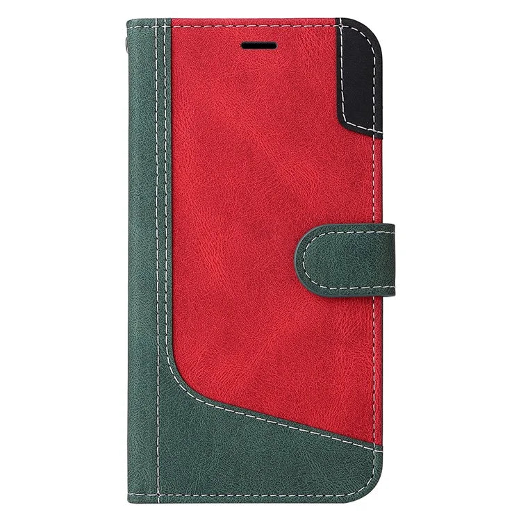For Xiaomi Redmi 13C 4G / Poco C65 4G Phone Case PU Leather Three-color Splicing Flip Cover