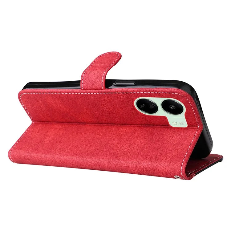 For Xiaomi Redmi 13C 4G / Poco C65 4G Phone Case PU Leather Three-color Splicing Flip Cover