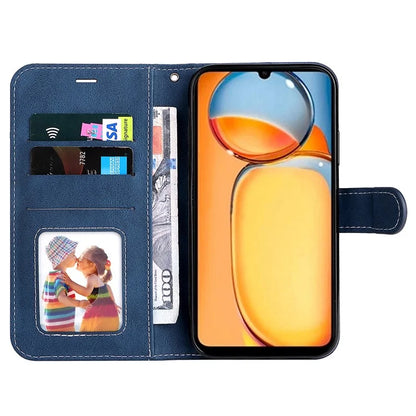 For Xiaomi Redmi 13C 4G / Poco C65 4G Phone Case PU Leather Three-color Splicing Flip Cover