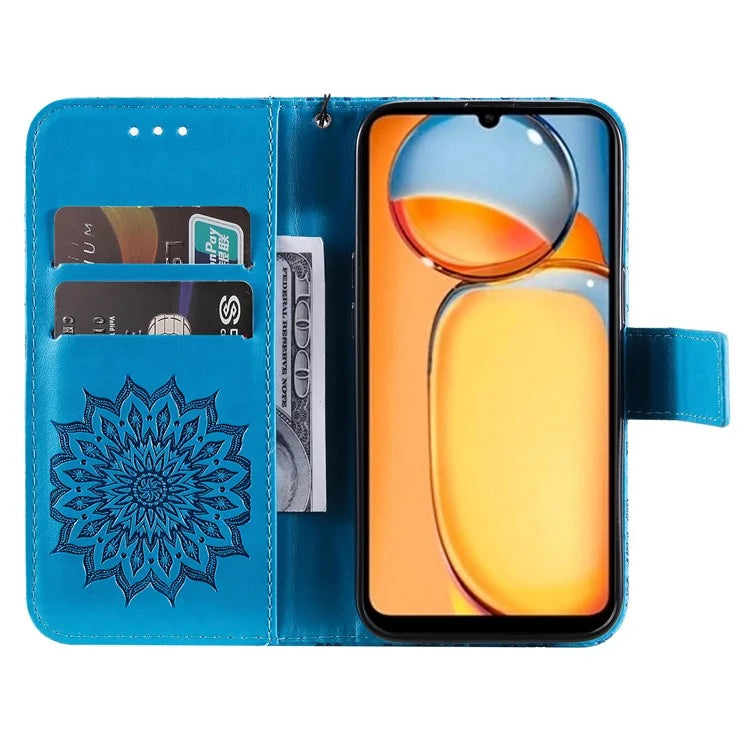 KT Imprinting Flower Series-1 For Xiaomi Redmi 13C 4G / Poco C65 4G Case Leather Wallet Phone Protector