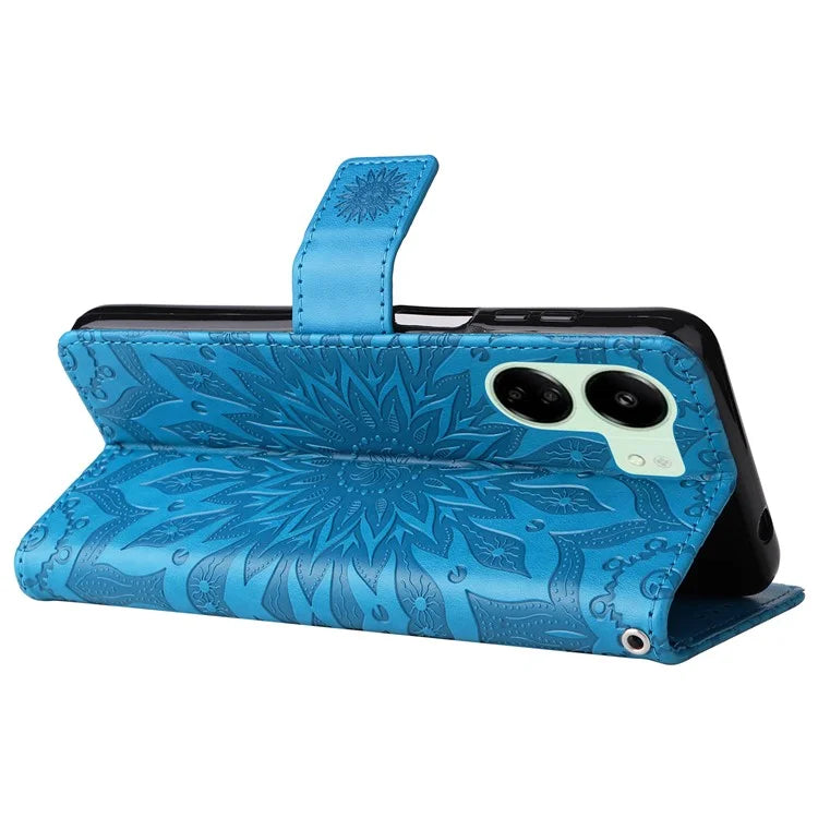 KT Imprinting Flower Series-1 For Xiaomi Redmi 13C 4G / Poco C65 4G Case Leather Wallet Phone Protector