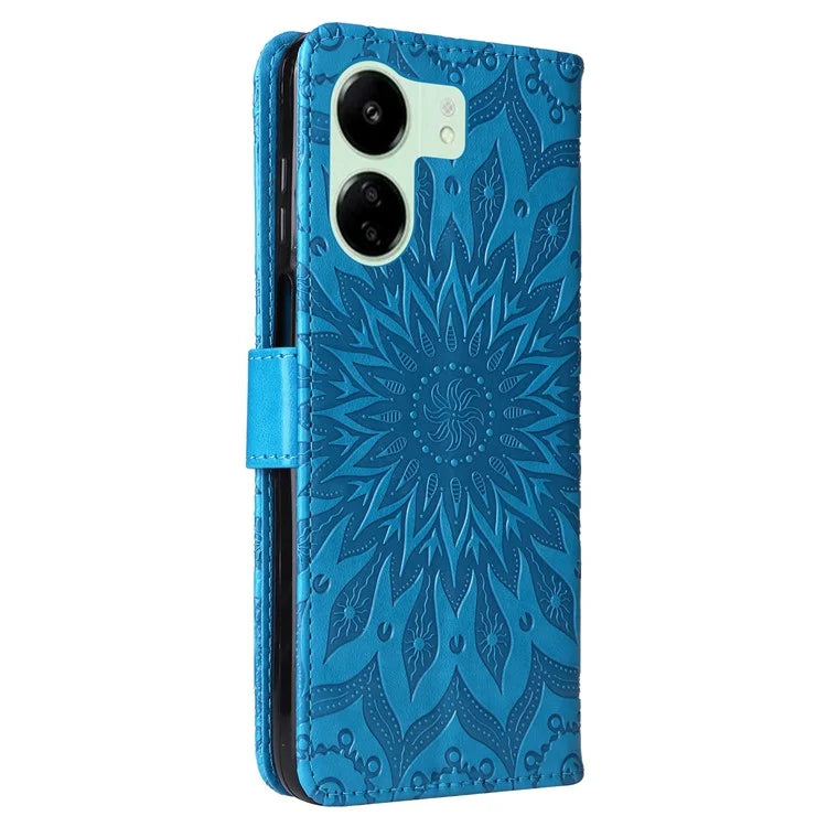 KT Imprinting Flower Series-1 For Xiaomi Redmi 13C 4G / Poco C65 4G Case Leather Wallet Phone Protector