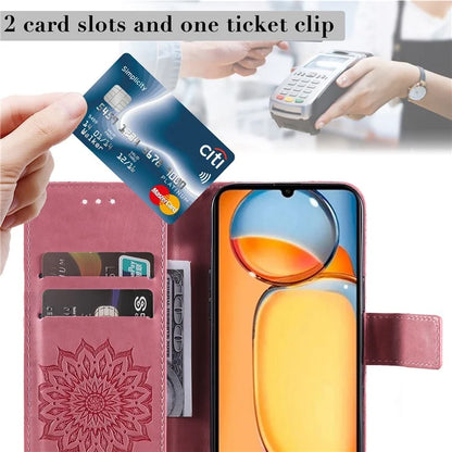 KT Imprinting Flower Series-1 For Xiaomi Redmi 13C 4G / Poco C65 4G Case Leather Wallet Phone Protector