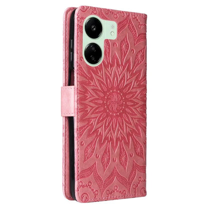 KT Imprinting Flower Series-1 For Xiaomi Redmi 13C 4G / Poco C65 4G Case Leather Wallet Phone Protector
