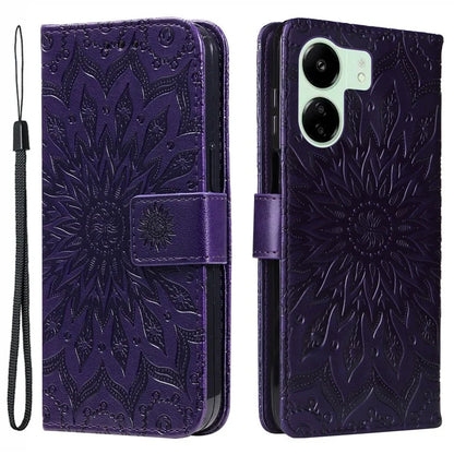 KT Imprinting Flower Series-1 For Xiaomi Redmi 13C 4G / Poco C65 4G Case Leather Wallet Phone Protector