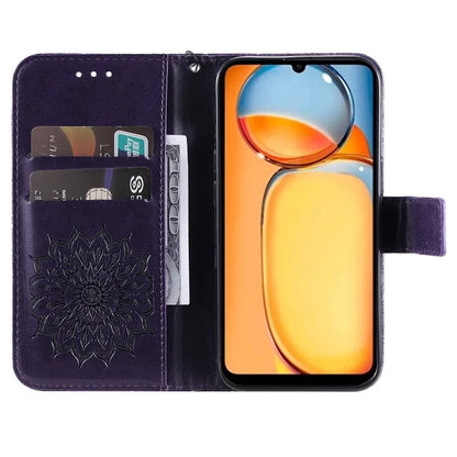 KT Imprinting Flower Series-1 For Xiaomi Redmi 13C 4G / Poco C65 4G Case Leather Wallet Phone Protector
