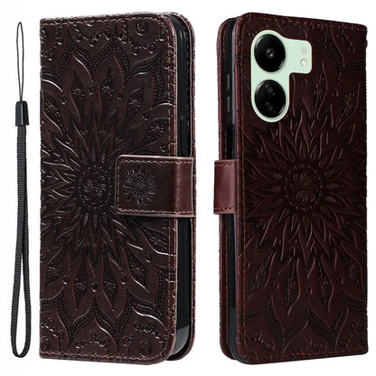 KT Imprinting Flower Series-1 For Xiaomi Redmi 13C 4G / Poco C65 4G Case Leather Wallet Phone Protector