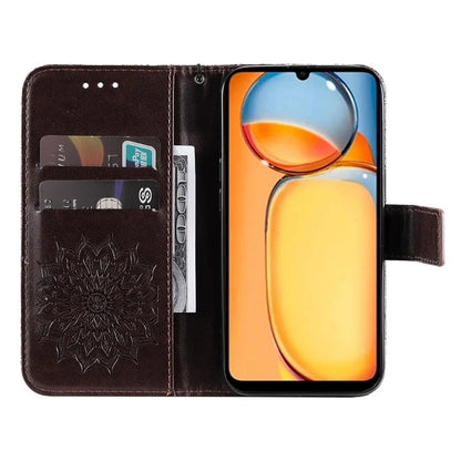 KT Imprinting Flower Series-1 For Xiaomi Redmi 13C 4G / Poco C65 4G Case Leather Wallet Phone Protector
