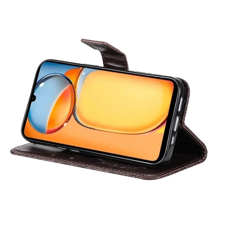 KT Imprinting Flower Series-1 For Xiaomi Redmi 13C 4G / Poco C65 4G Case Leather Wallet Phone Protector
