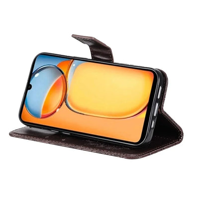 KT Imprinting Flower Series-1 For Xiaomi Redmi 13C 4G / Poco C65 4G Case Leather Wallet Phone Protector