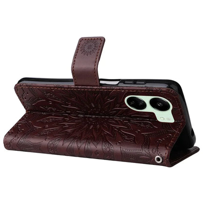 KT Imprinting Flower Series-1 For Xiaomi Redmi 13C 4G / Poco C65 4G Case Leather Wallet Phone Protector