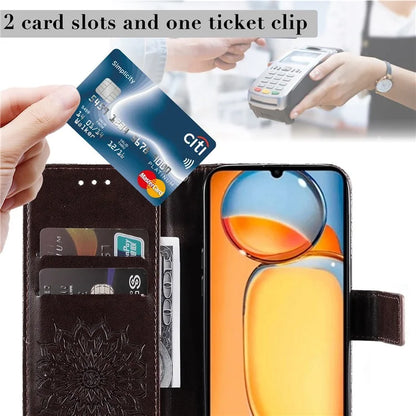 KT Imprinting Flower Series-1 For Xiaomi Redmi 13C 4G / Poco C65 4G Case Leather Wallet Phone Protector