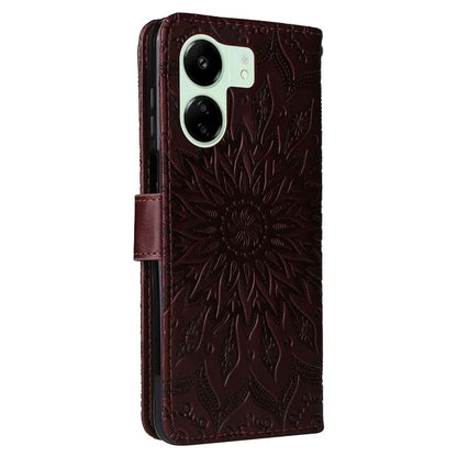 KT Imprinting Flower Series-1 For Xiaomi Redmi 13C 4G / Poco C65 4G Case Leather Wallet Phone Protector