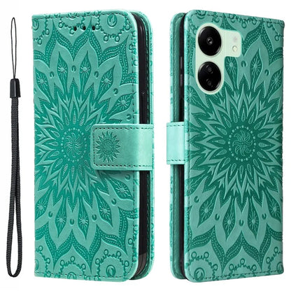 KT Imprinting Flower Series-1 For Xiaomi Redmi 13C 4G / Poco C65 4G Case Leather Wallet Phone Protector