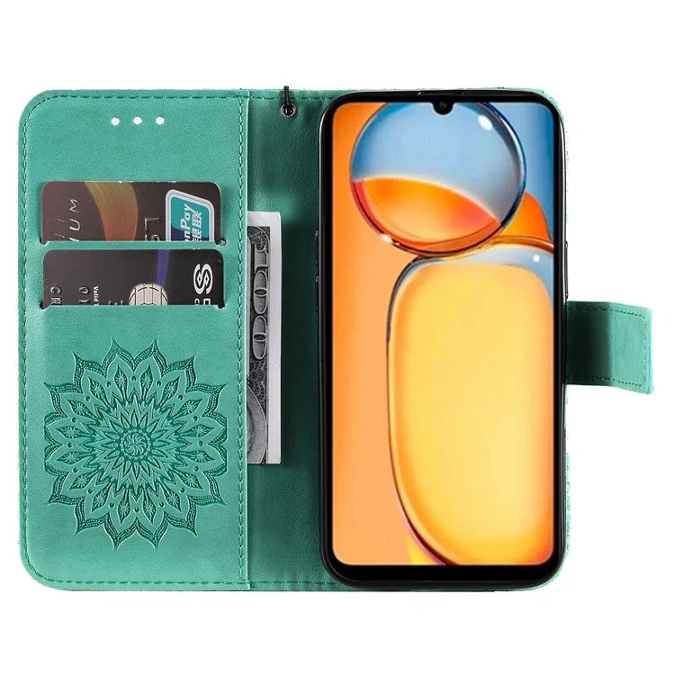 KT Imprinting Flower Series-1 For Xiaomi Redmi 13C 4G / Poco C65 4G Case Leather Wallet Phone Protector