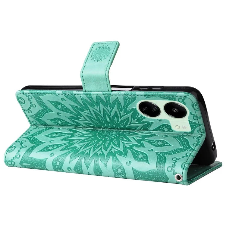 KT Imprinting Flower Series-1 For Xiaomi Redmi 13C 4G / Poco C65 4G Case Leather Wallet Phone Protector