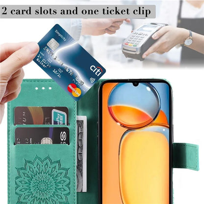 KT Imprinting Flower Series-1 For Xiaomi Redmi 13C 4G / Poco C65 4G Case Leather Wallet Phone Protector