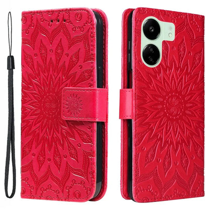 KT Imprinting Flower Series-1 For Xiaomi Redmi 13C 4G / Poco C65 4G Case Leather Wallet Phone Protector