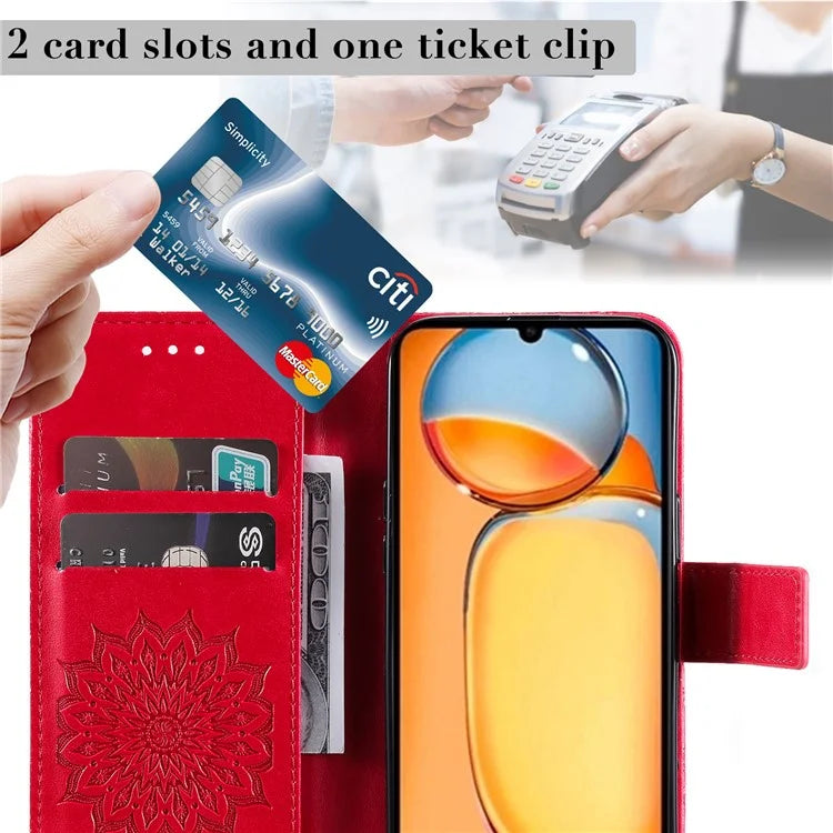 KT Imprinting Flower Series-1 For Xiaomi Redmi 13C 4G / Poco C65 4G Case Leather Wallet Phone Protector