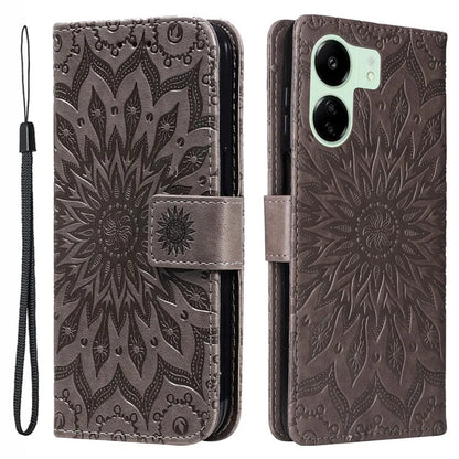 KT Imprinting Flower Series-1 For Xiaomi Redmi 13C 4G / Poco C65 4G Case Leather Wallet Phone Protector