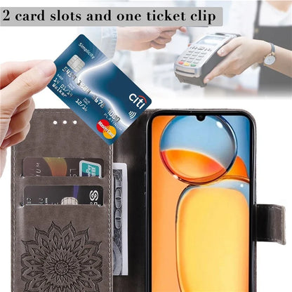 KT Imprinting Flower Series-1 For Xiaomi Redmi 13C 4G / Poco C65 4G Case Leather Wallet Phone Protector